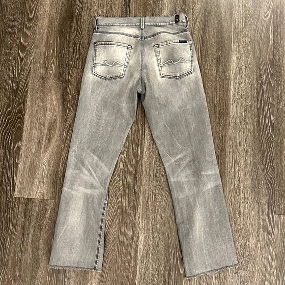 7 For All Mankind Slimmy Gray Jeans Size 28, Frayed Hem, Slim Fit - Picture 4 of 8
